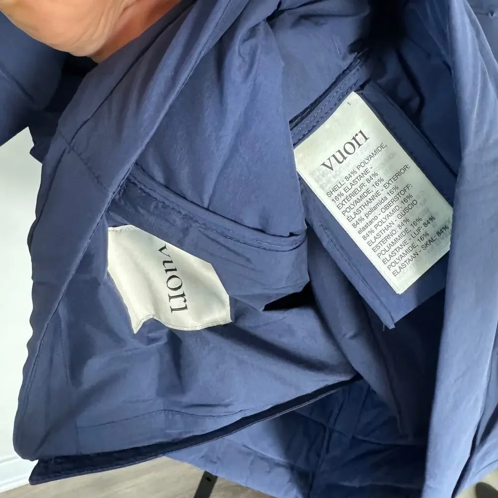 VUORI Steadfast Insulated Blue Coast Jacket Small Down Filled Full Zip Puffer